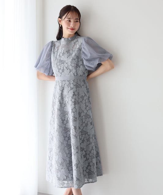 【SALE】エンブロイダリ―レースパーティードレス