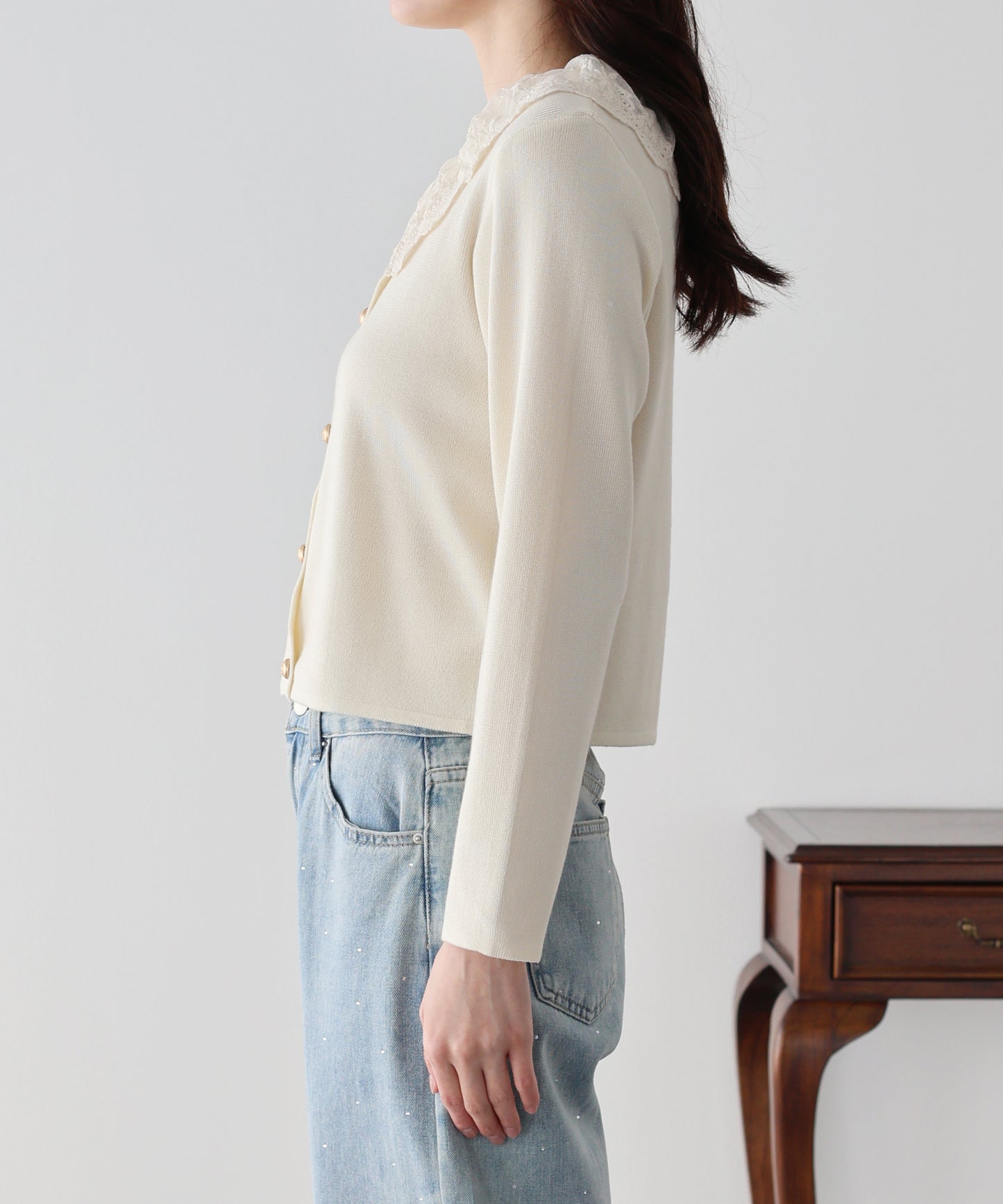 レース襟ドッキングニット