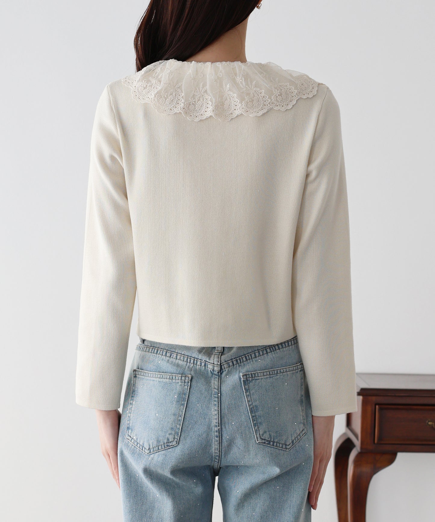 レース襟ドッキングニット