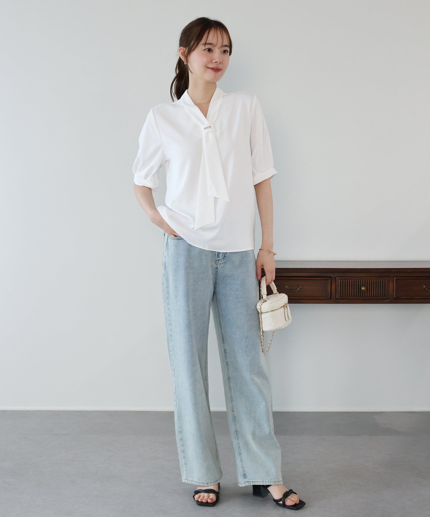 【早割5％OFF】メタルバーボウタイブラウス【メール便】