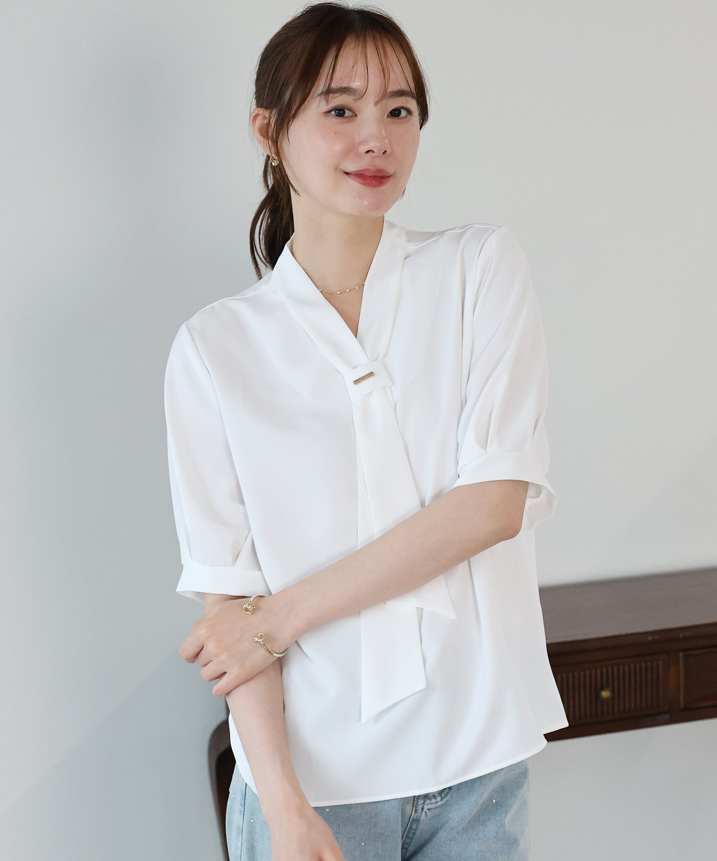 【早割5％OFF】メタルバーボウタイブラウス【メール便】