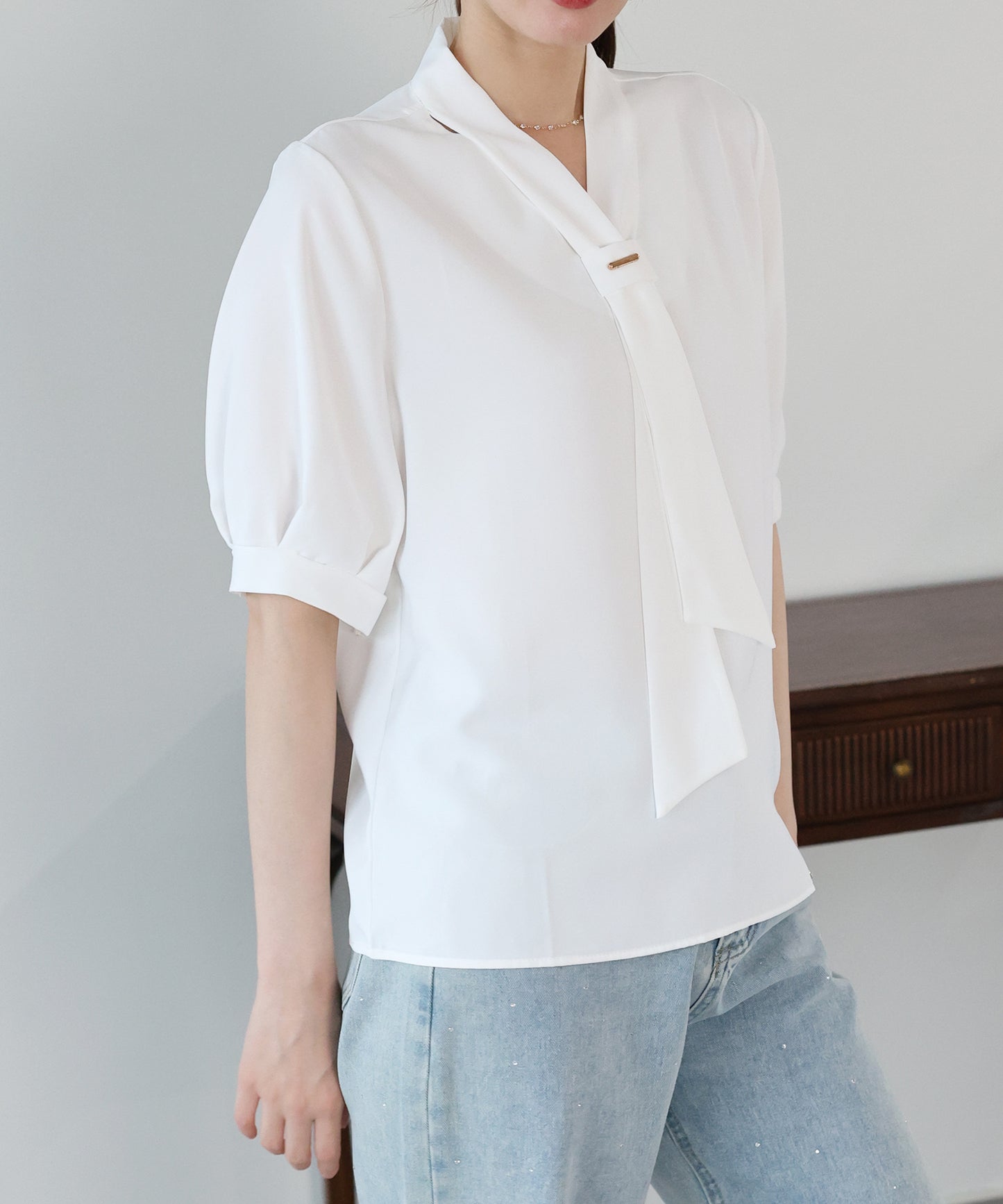 【早割5％OFF】メタルバーボウタイブラウス【メール便】