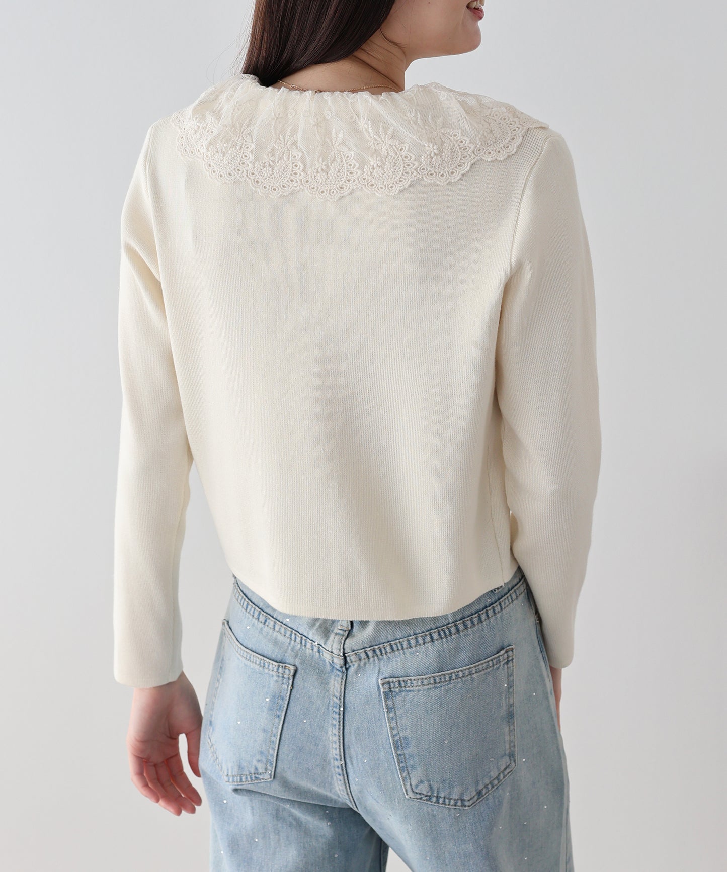 レース襟ドッキングニット