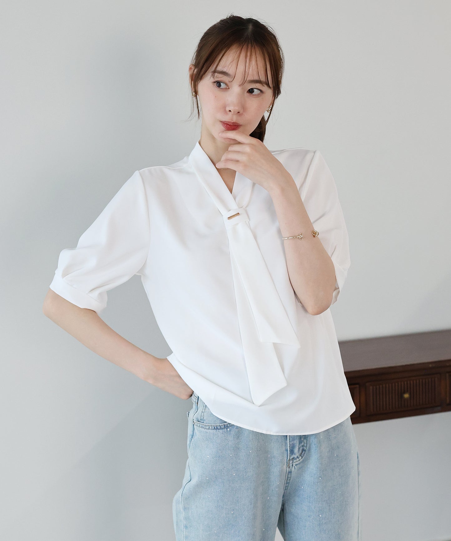 【早割5％OFF】メタルバーボウタイブラウス【メール便】