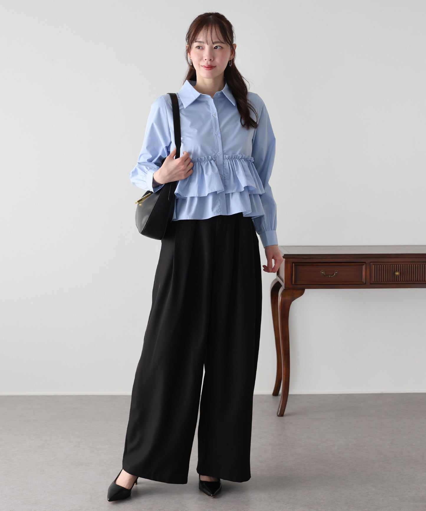 ティアードフリルペプラムブラウス【ネコポス】