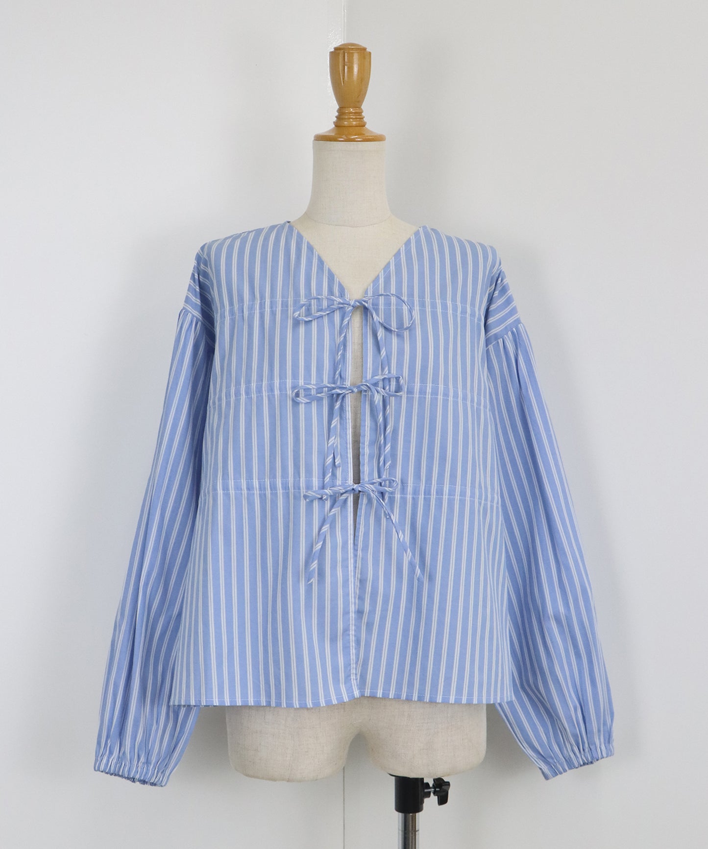 【TIME SALE】ストライプリボンブラウス【ネコポス】