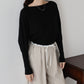 ウール混ボリュームスリーブドルマンニット