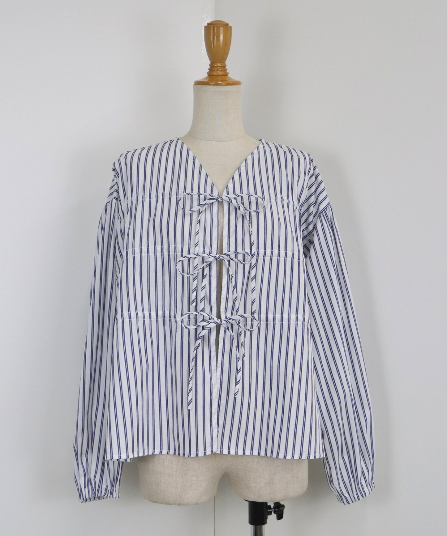 【TIME SALE】ストライプリボンブラウス【ネコポス】