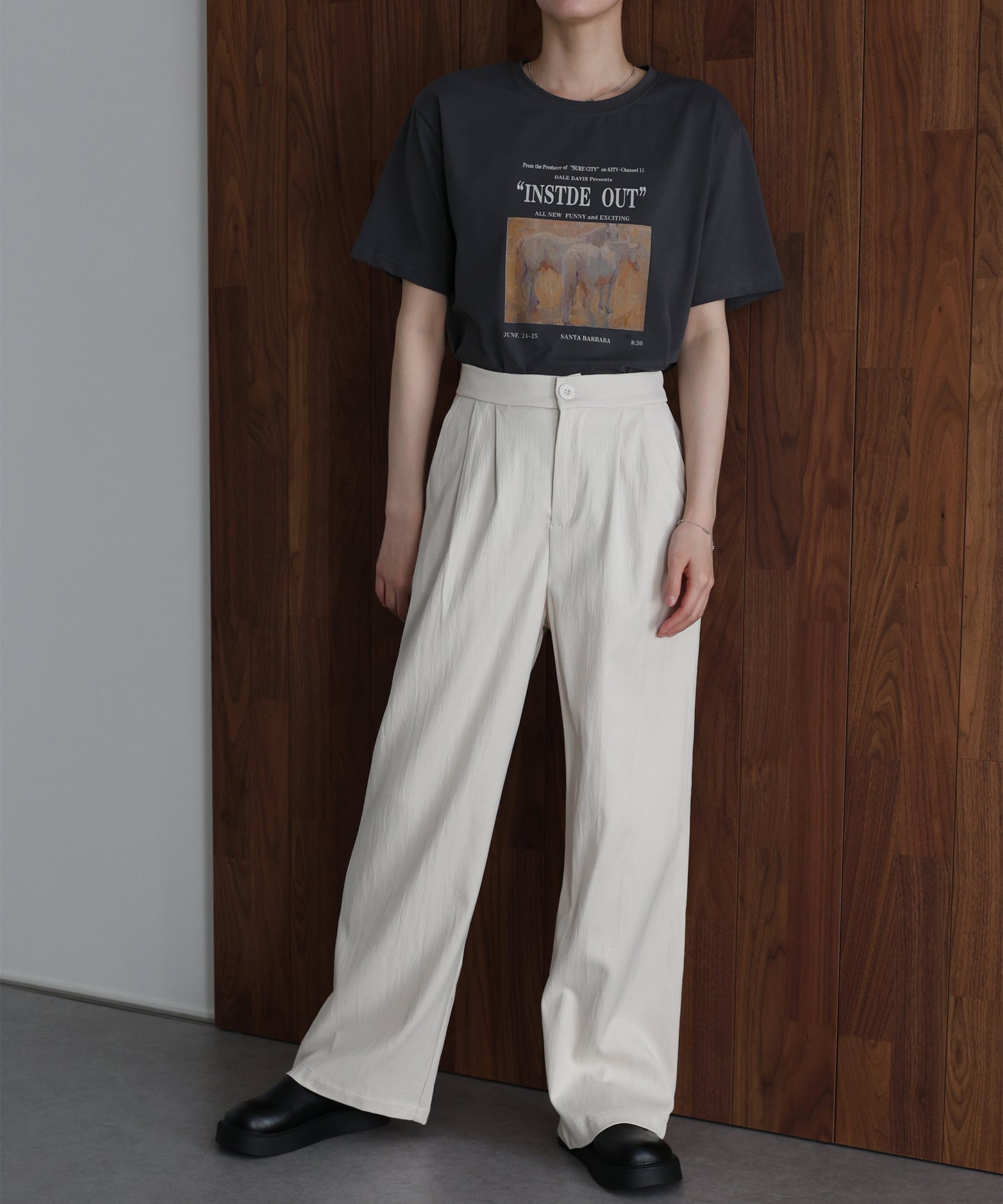 ショートベスト×ワイドパンツ セットアップ