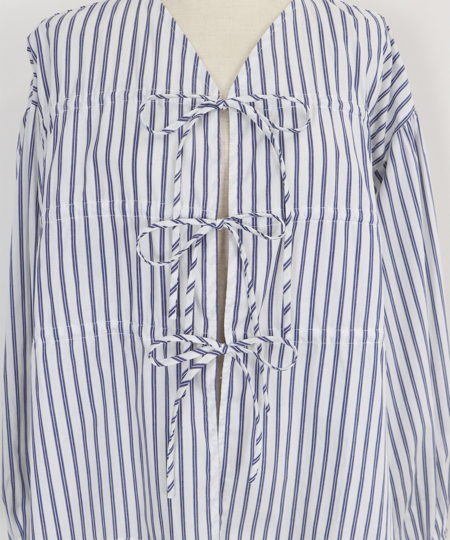 【TIME SALE】ストライプリボンブラウス【ネコポス】