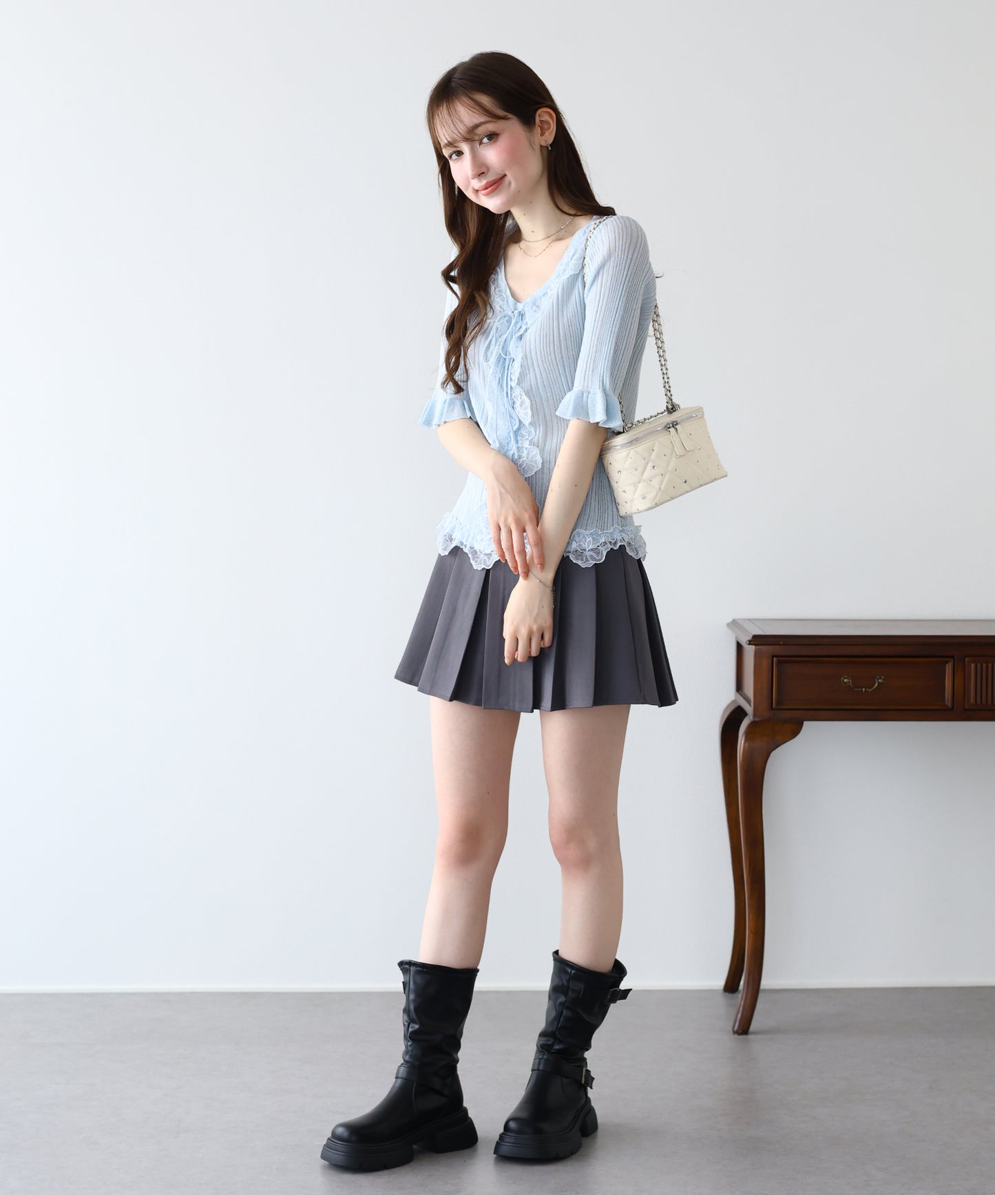 【早割5％OFF】フリルレースシアーカーディガン【メール便】
