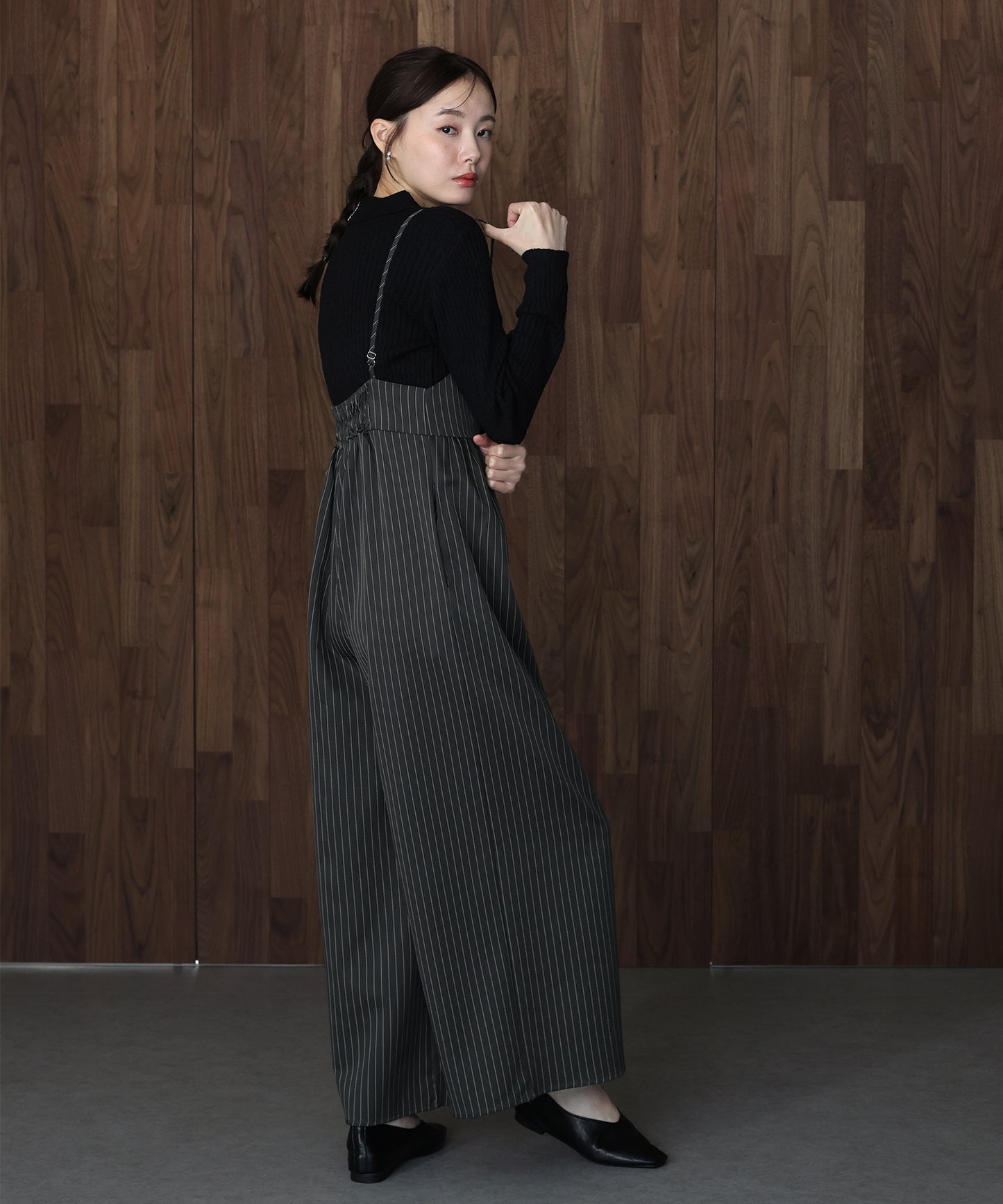 【SALE】[ J by blue ]ピンストライプフリルサロペット