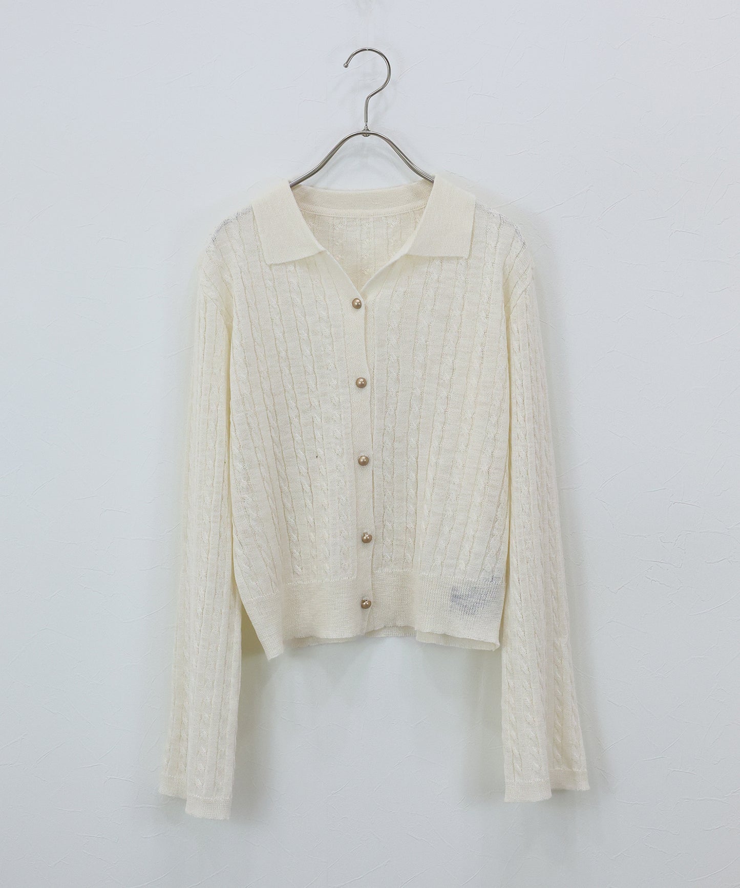 【早割5％OFF】シアーケーブルニットカーディガン