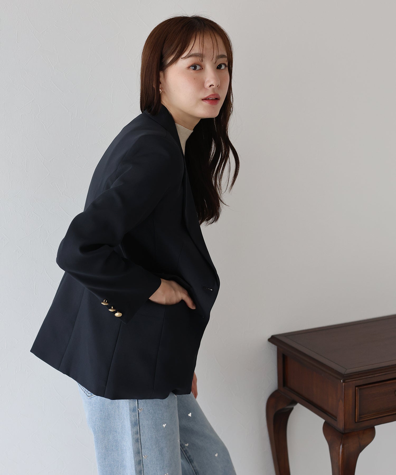 エムプルミエ パールボタンダブルジャケット RECOMMEND ITEM / 大人気の華やかなダウンジャケットがおすすめ