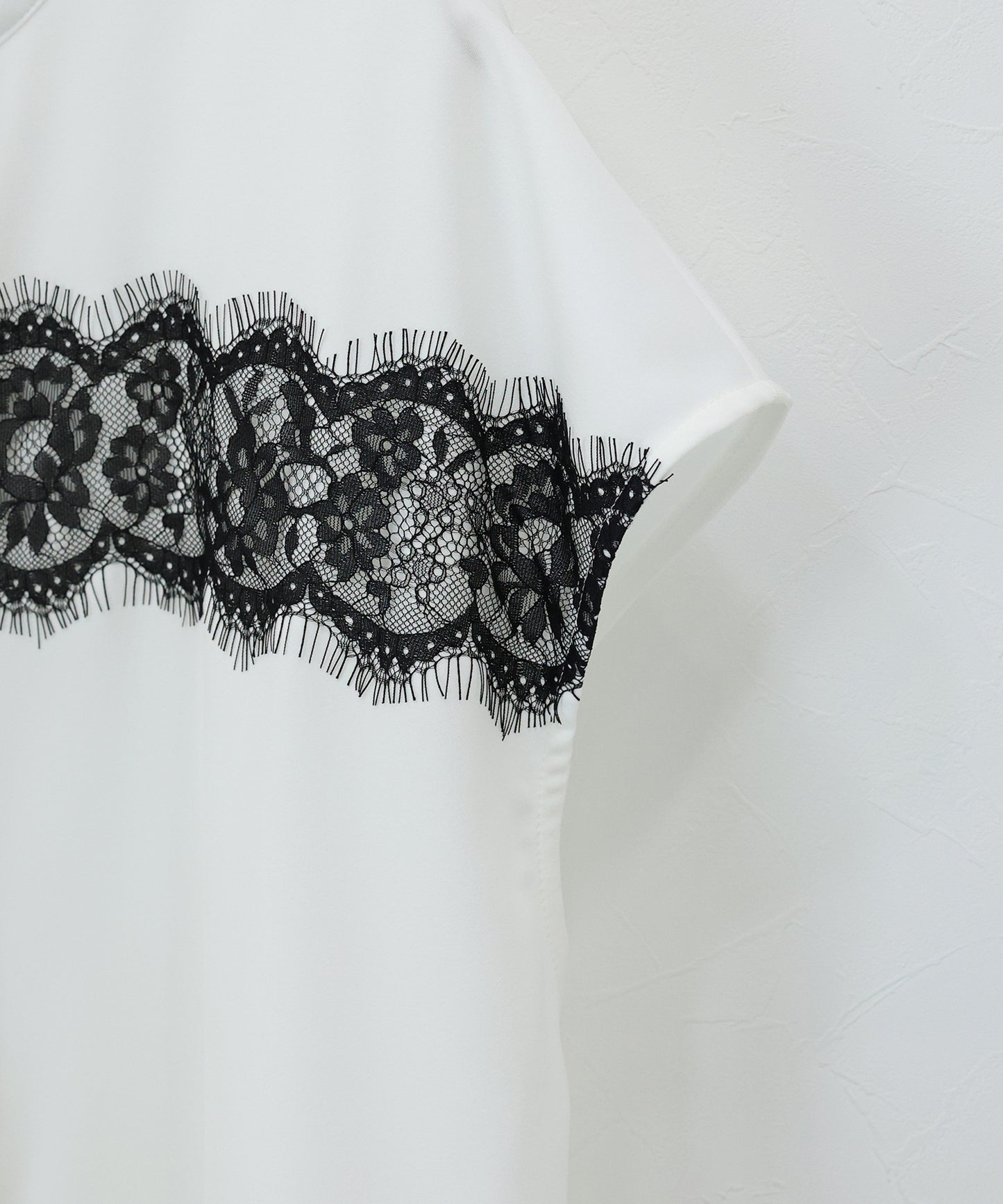 【早割5％OFF】レースドッキングフレンチスリーブブラウス【メール便】
