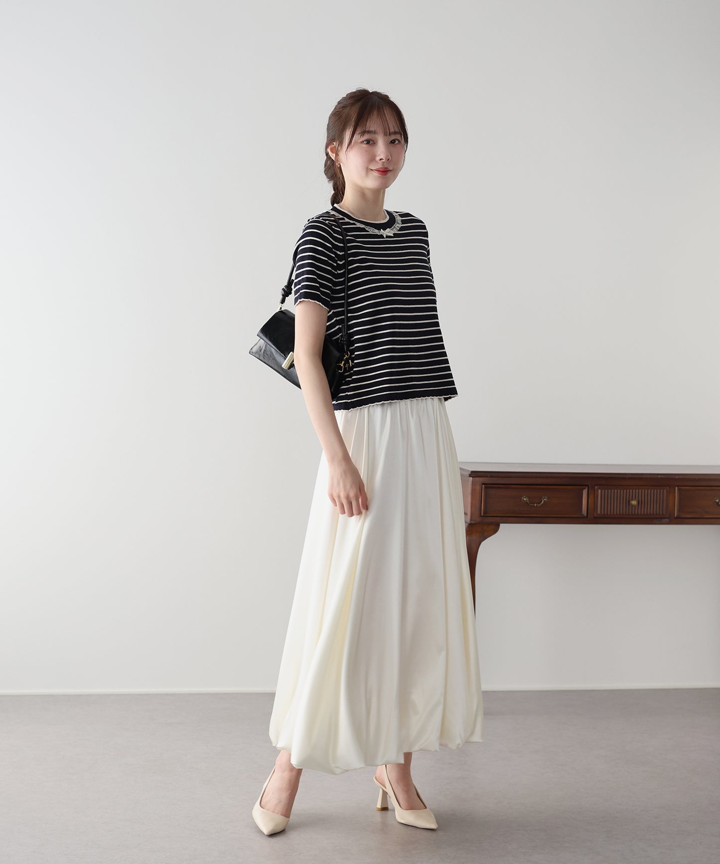 【SALE】レースリボンボーダーニット