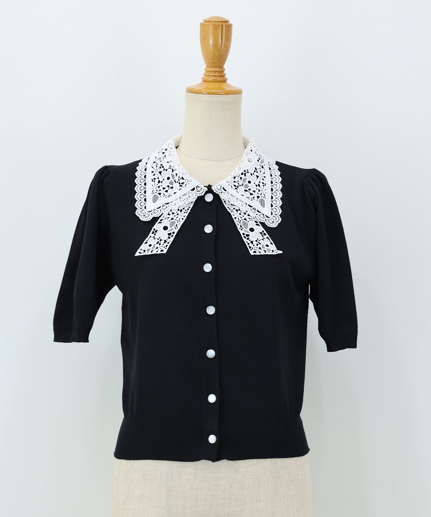 【早割5％OFF】レースリボンカラーカーディガン