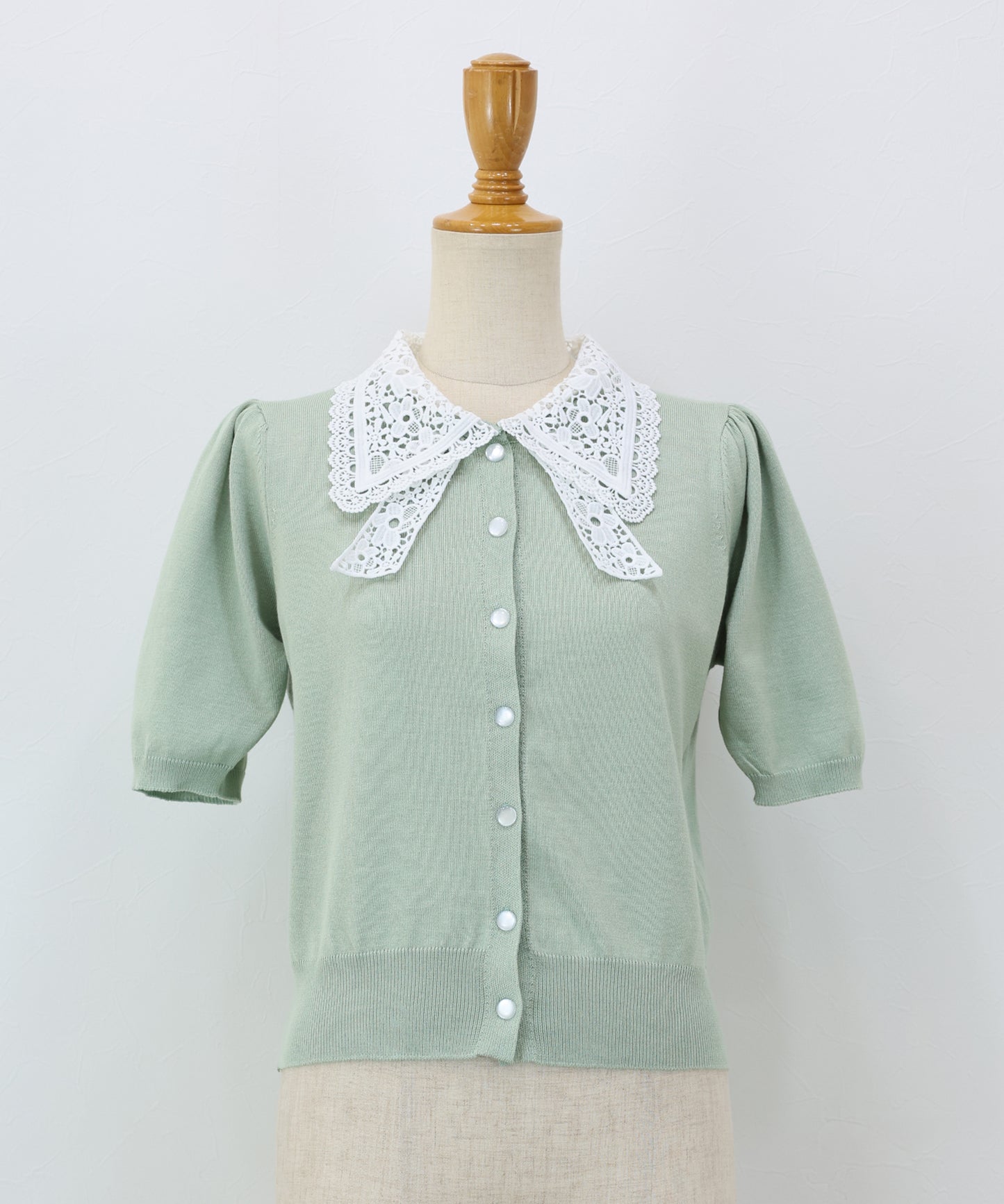 【早割5％OFF】レースリボンカラーカーディガン
