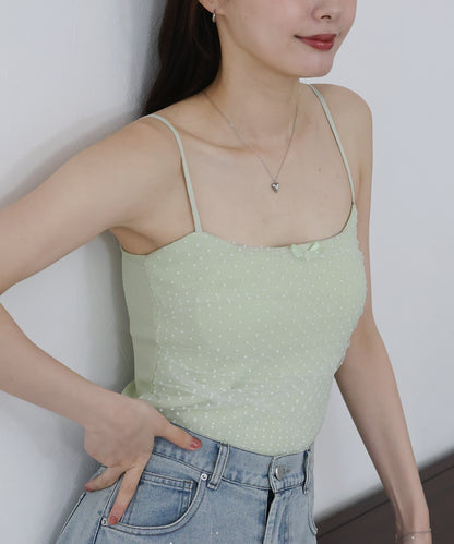 【SALE】カップ付きドットチュールキャミソール【ネコポス】