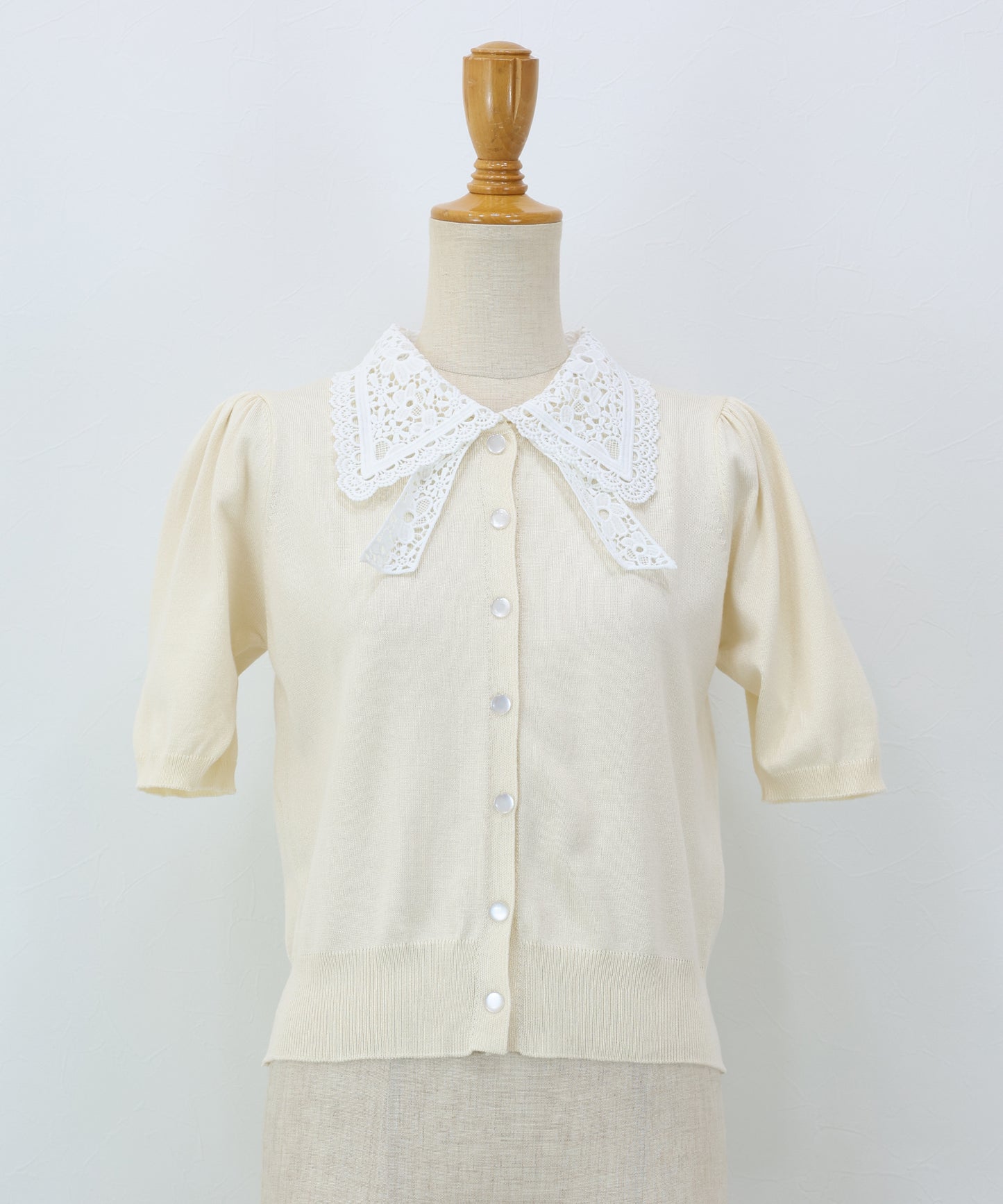 【早割5％OFF】レースリボンカラーカーディガン