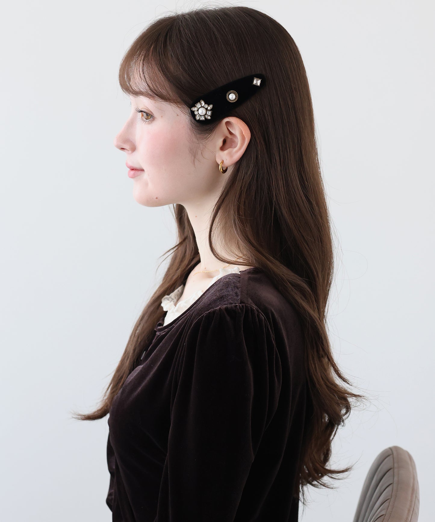 ベロアビジューヘアピン【メール便】