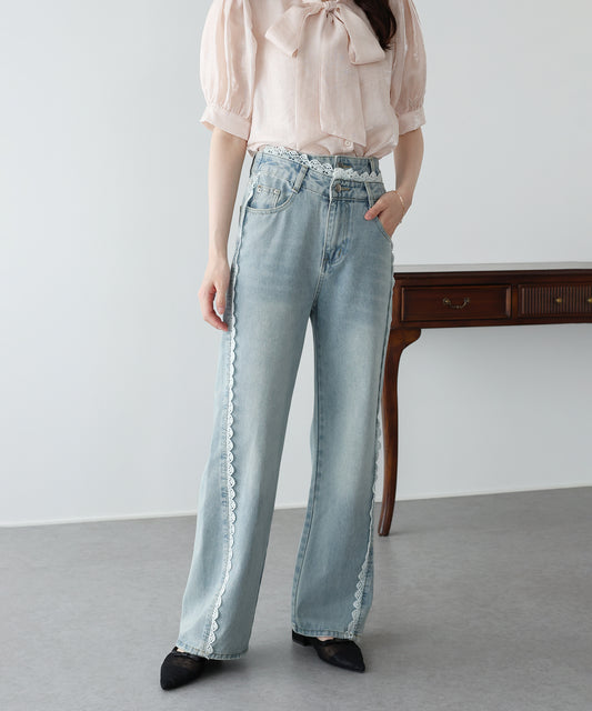 【早割5％OFF】トリムレースデニム