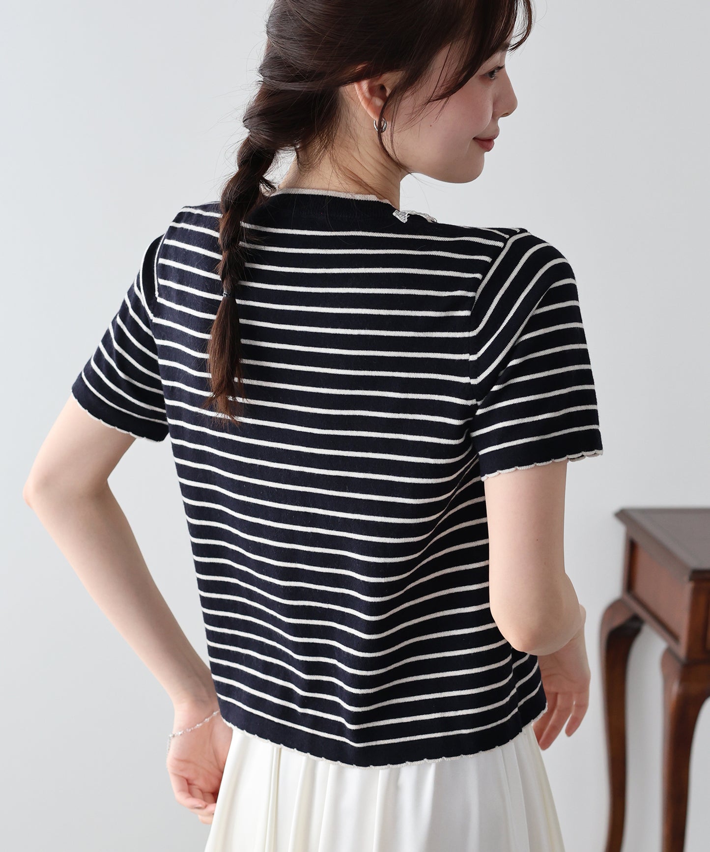 【SALE】レースリボンボーダーニット