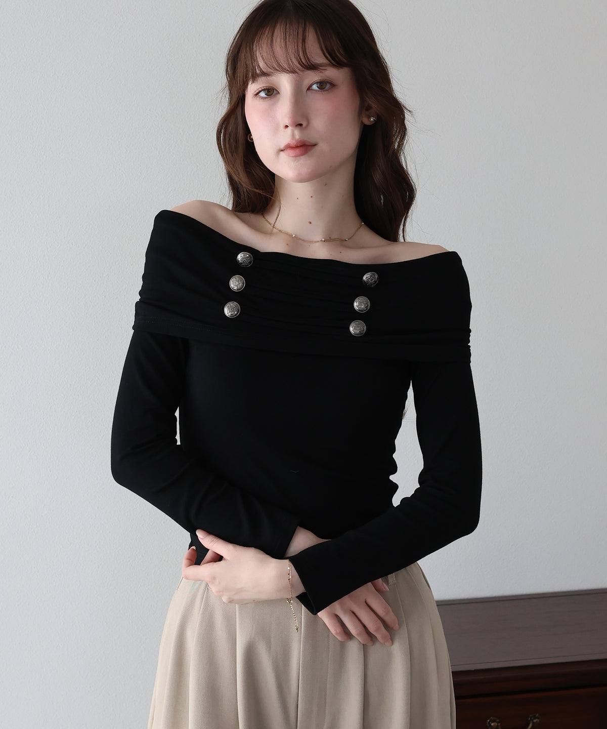 【早割5％OFF】ナポレオンオフショルダーカットソー【メール便】