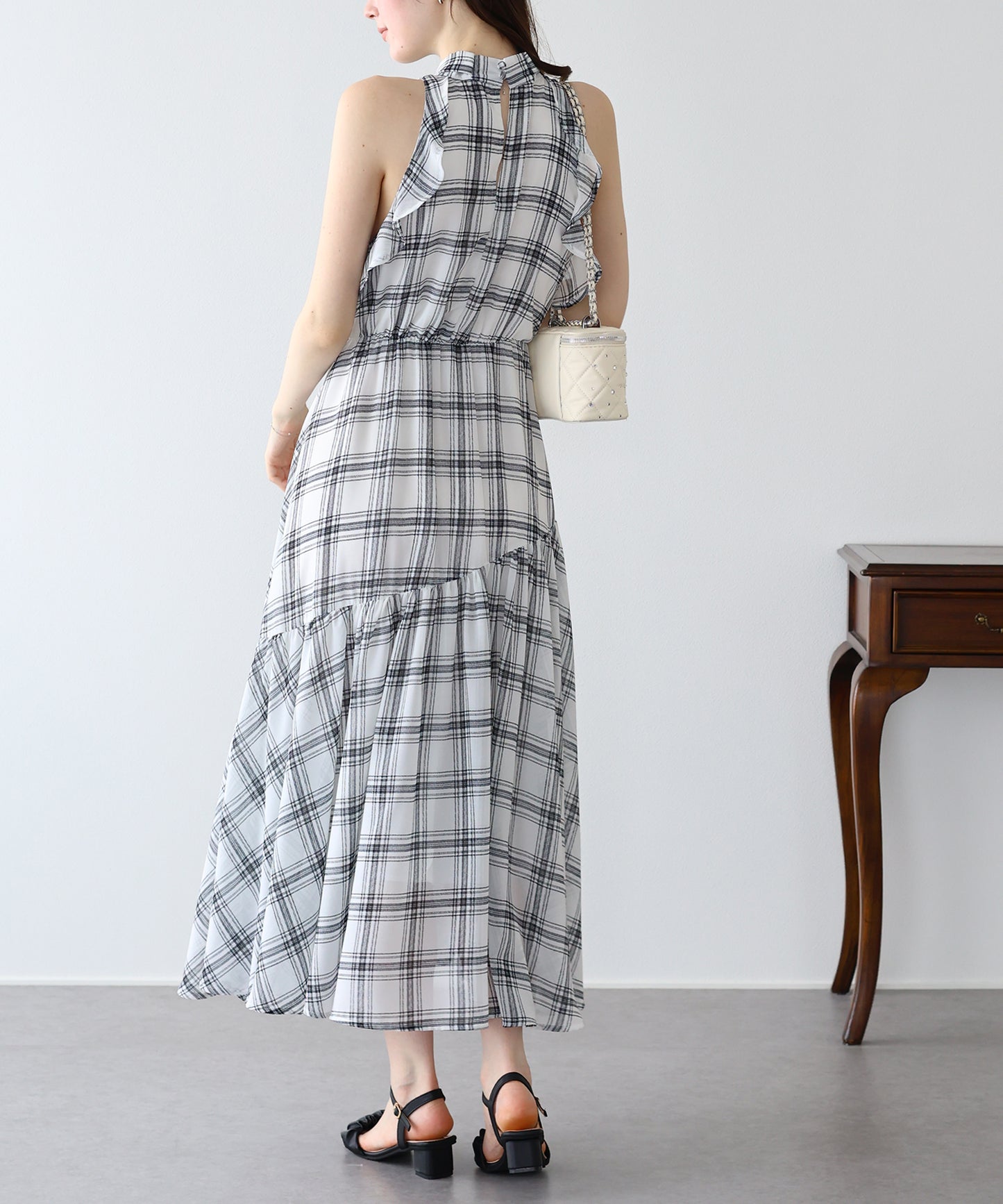 【早割5％OFF】《2サイズ展開》2WAYボウタイ アメスリチェックワンピース