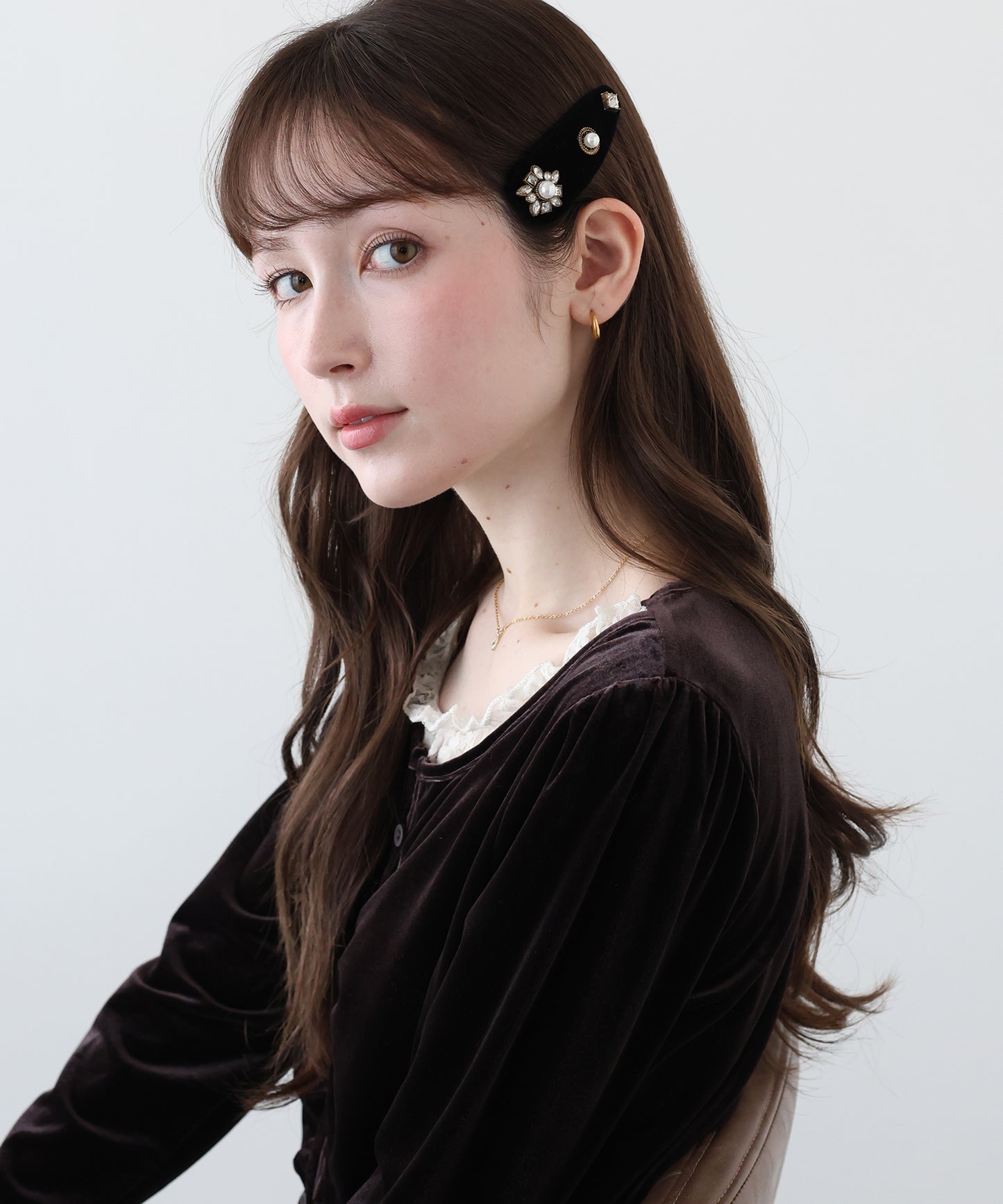 ベロアビジューヘアピン【メール便】