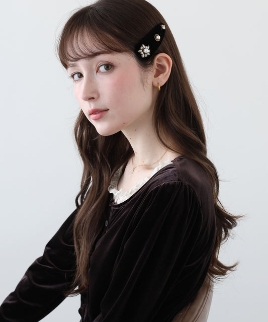 ベロアビジューヘアピン【メール便】