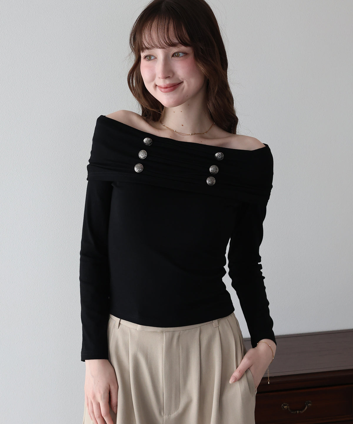 【早割5％OFF】ナポレオンオフショルダーカットソー【メール便】