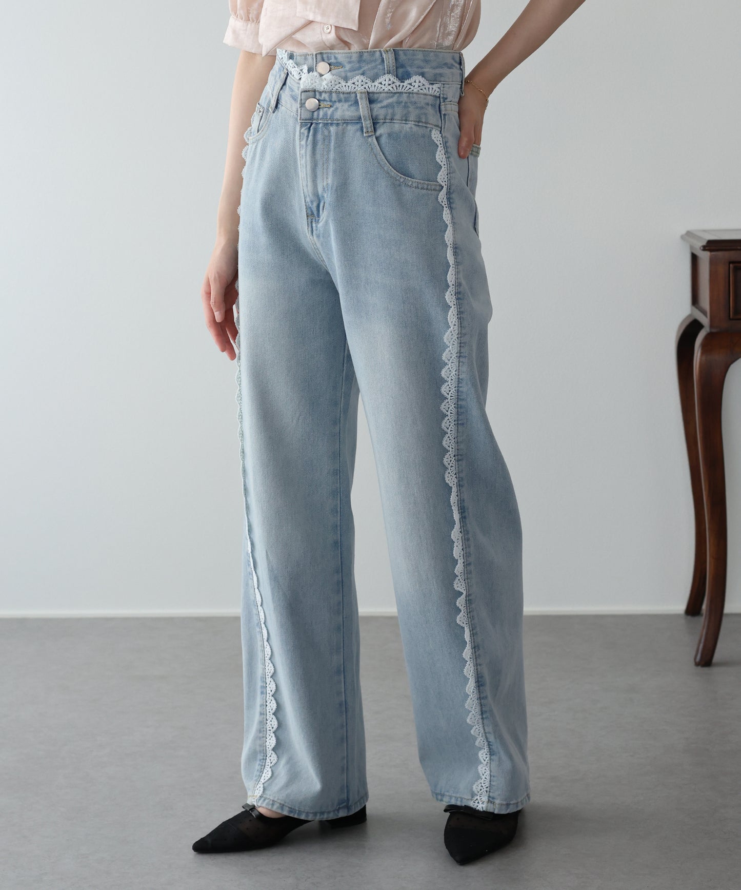 【早割5％OFF】トリムレースデニム