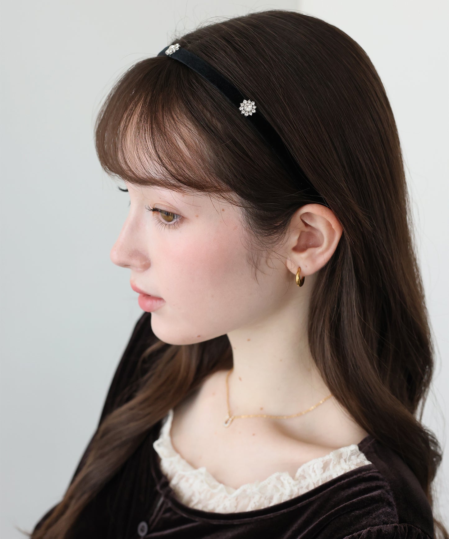 ビジューモチーフベロアカチューシャ【メール便】
