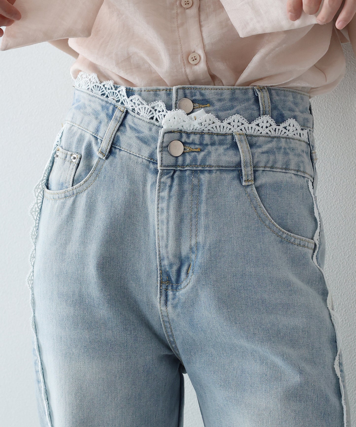 【早割5％OFF】トリムレースデニム