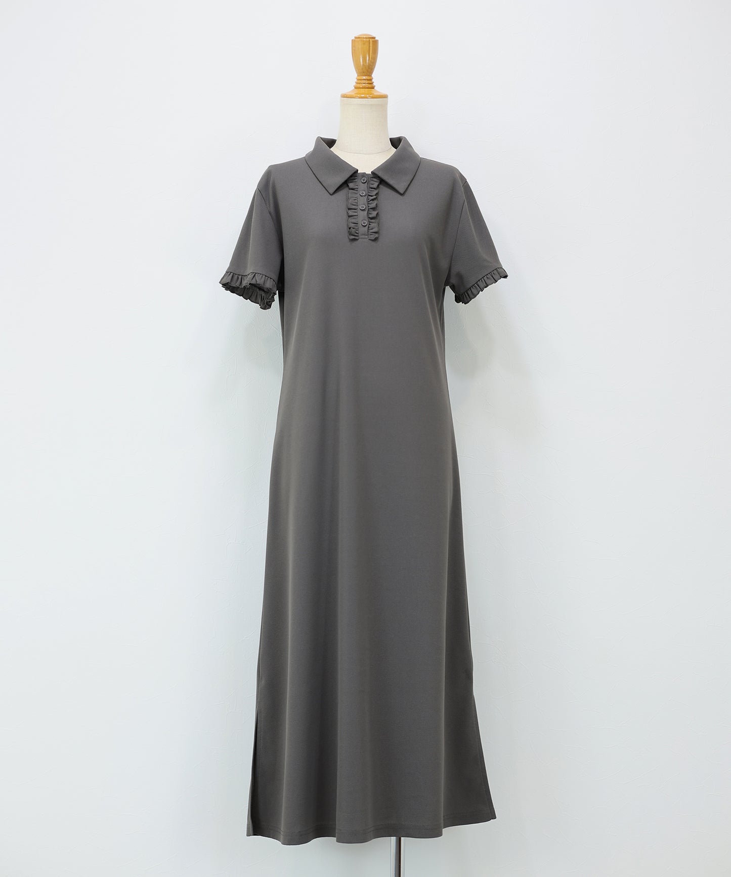 【早割5％OFF】フロントフリルポロワンピース