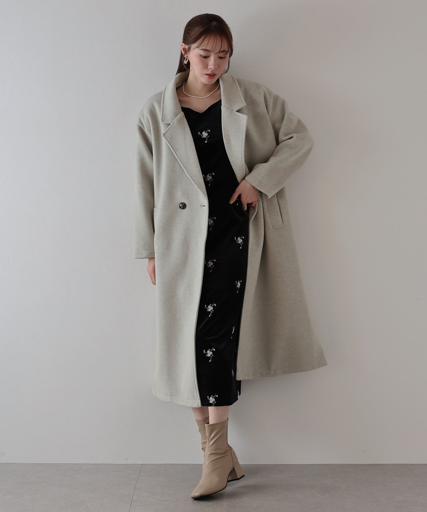 テーラードウールロングコート