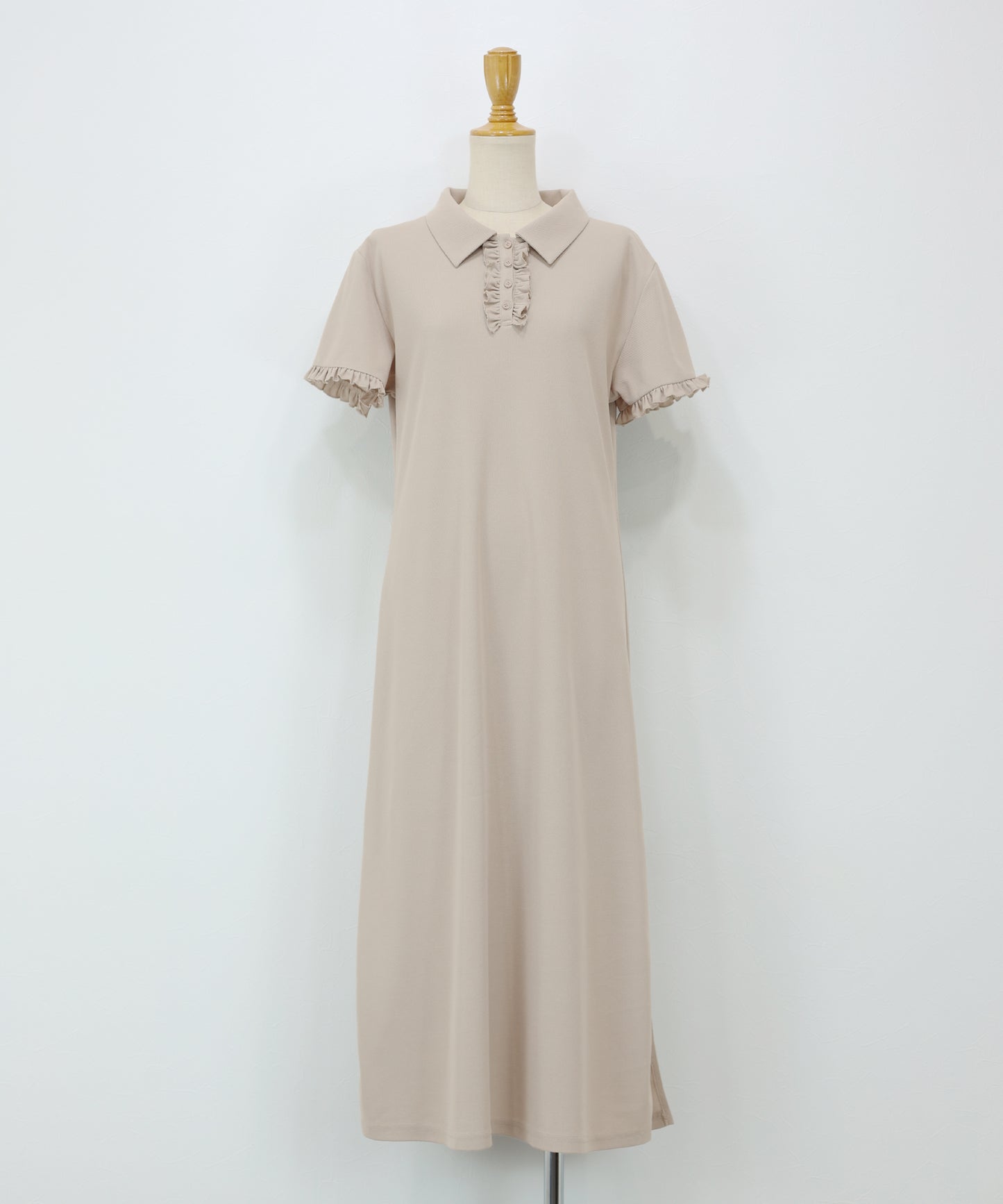 【早割5％OFF】フロントフリルポロワンピース