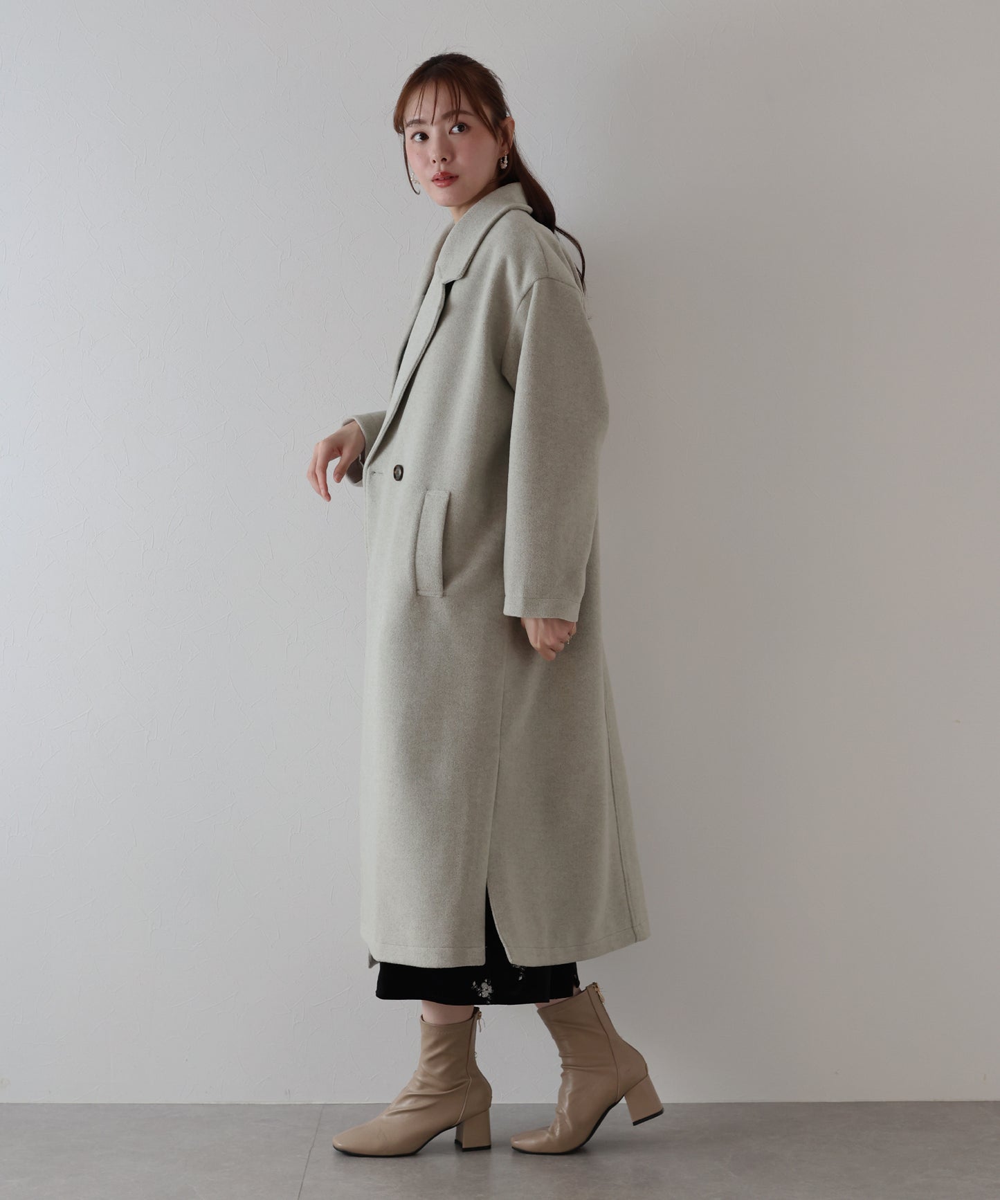 テーラードウールロングコート