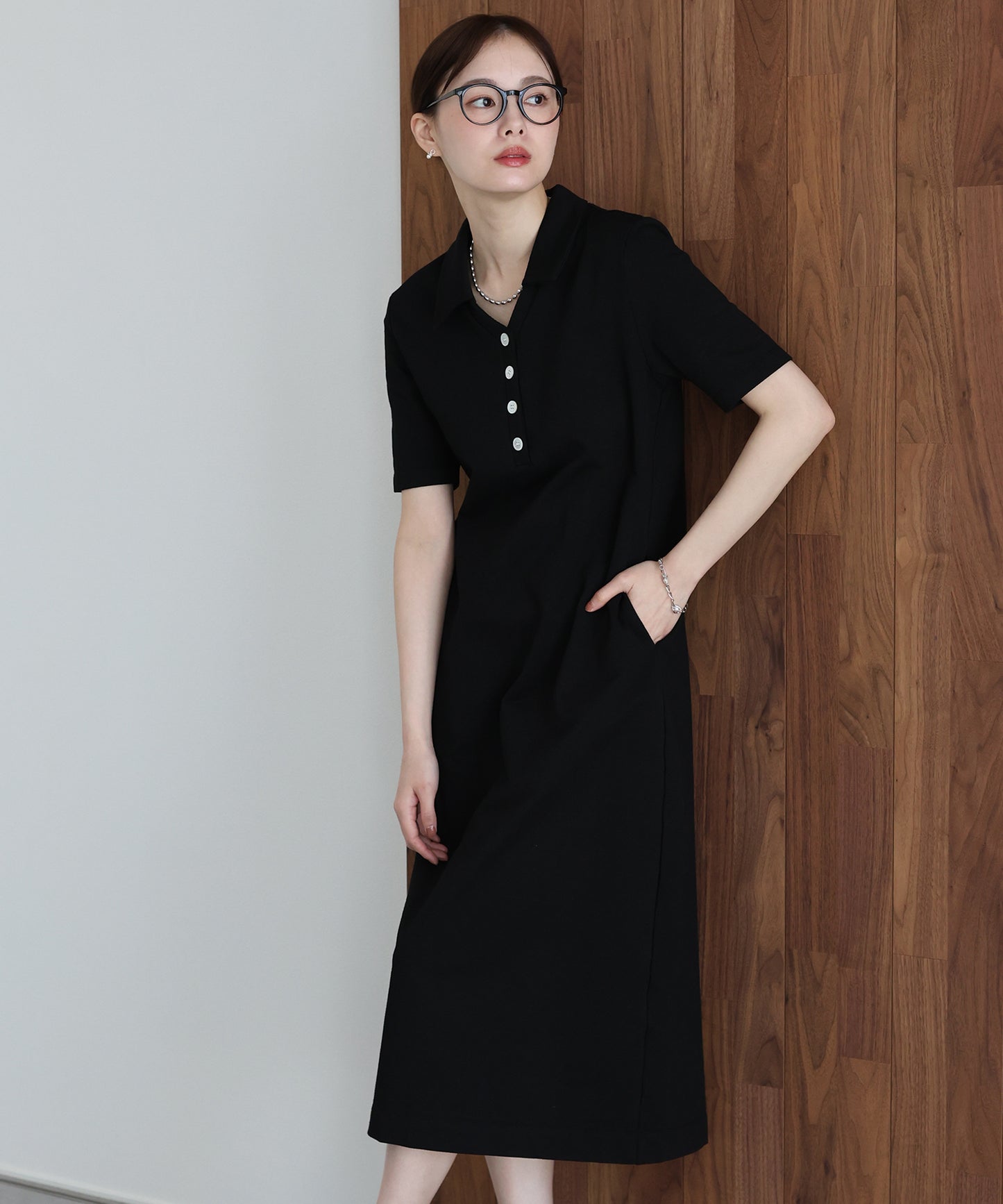 【早割5％OFF】スキッパー襟ワンピース