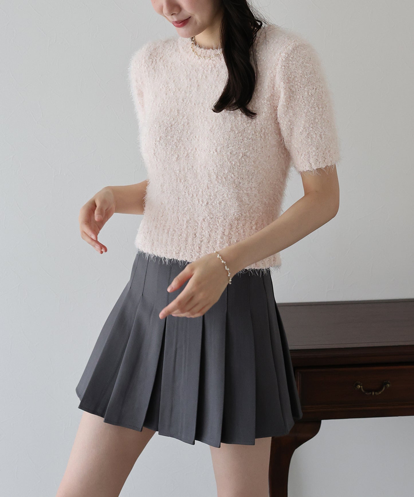 【TIME SALE】ぽこぽこシャギー半袖ニット