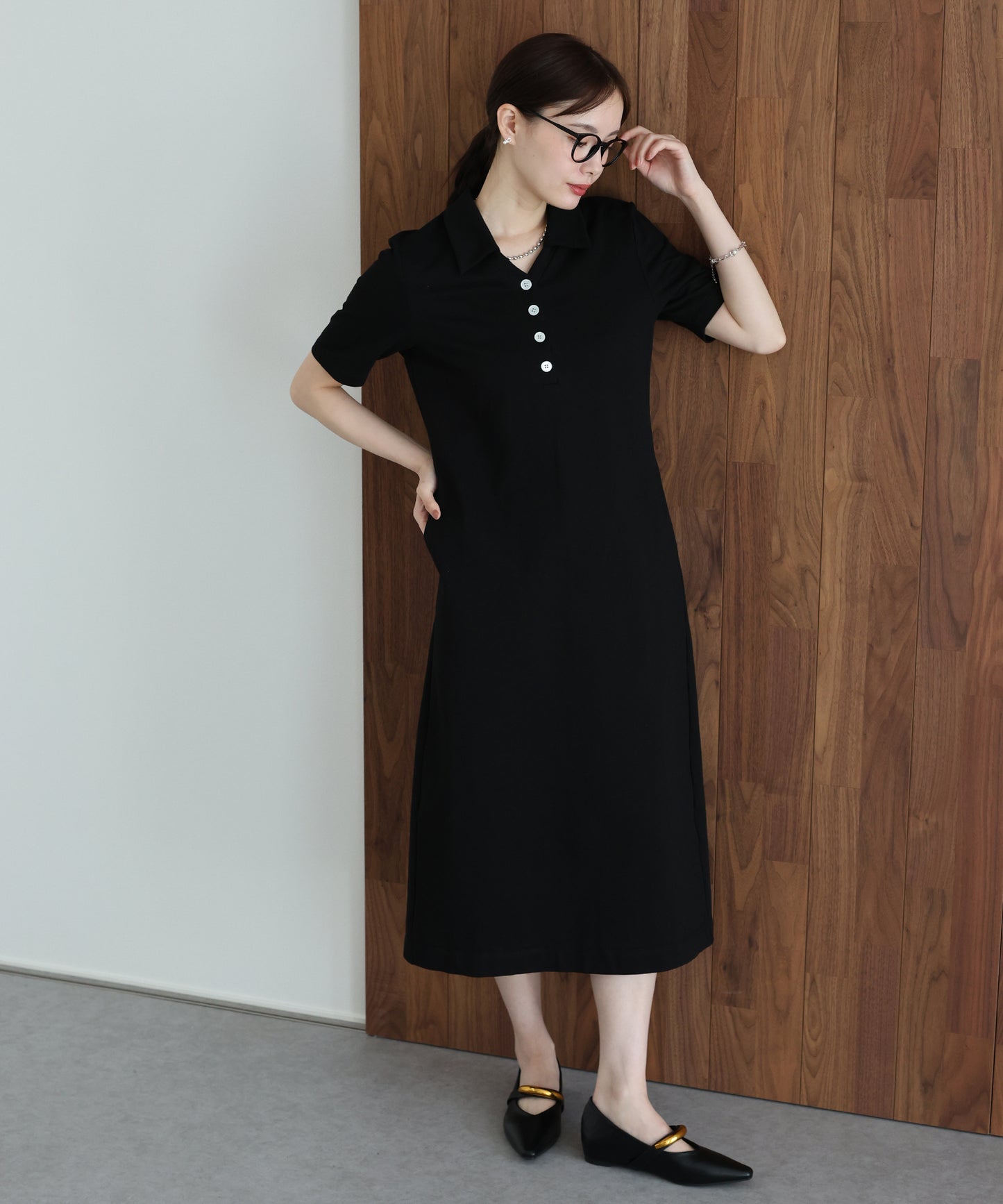 【早割5％OFF】スキッパー襟ワンピース