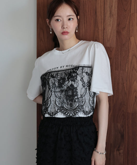 【早割5％OFF】レースドッキングロゴTシャツ【メール便】