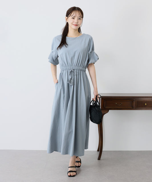 【SALE】袖レースドロストワンピース