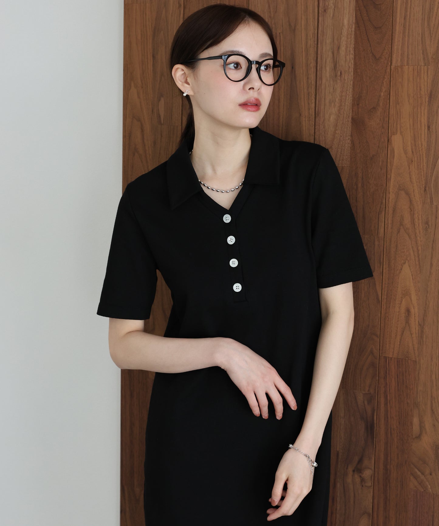 【早割5％OFF】スキッパー襟ワンピース