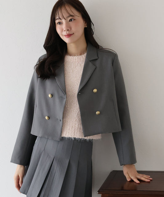 【早割5％OFF】金ボタンショートテーラードジャケット