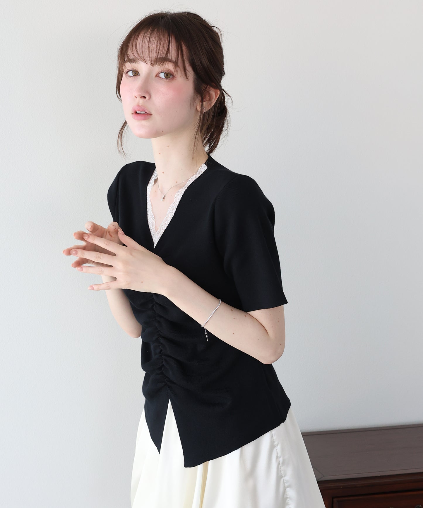 フロントシャーリングニット【メール便】