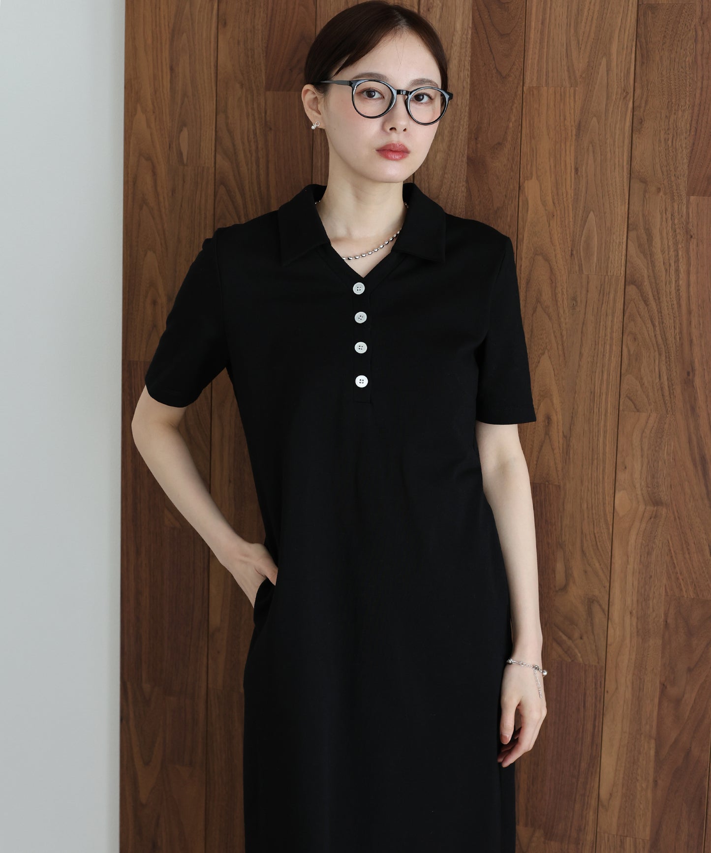 【早割5％OFF】スキッパー襟ワンピース