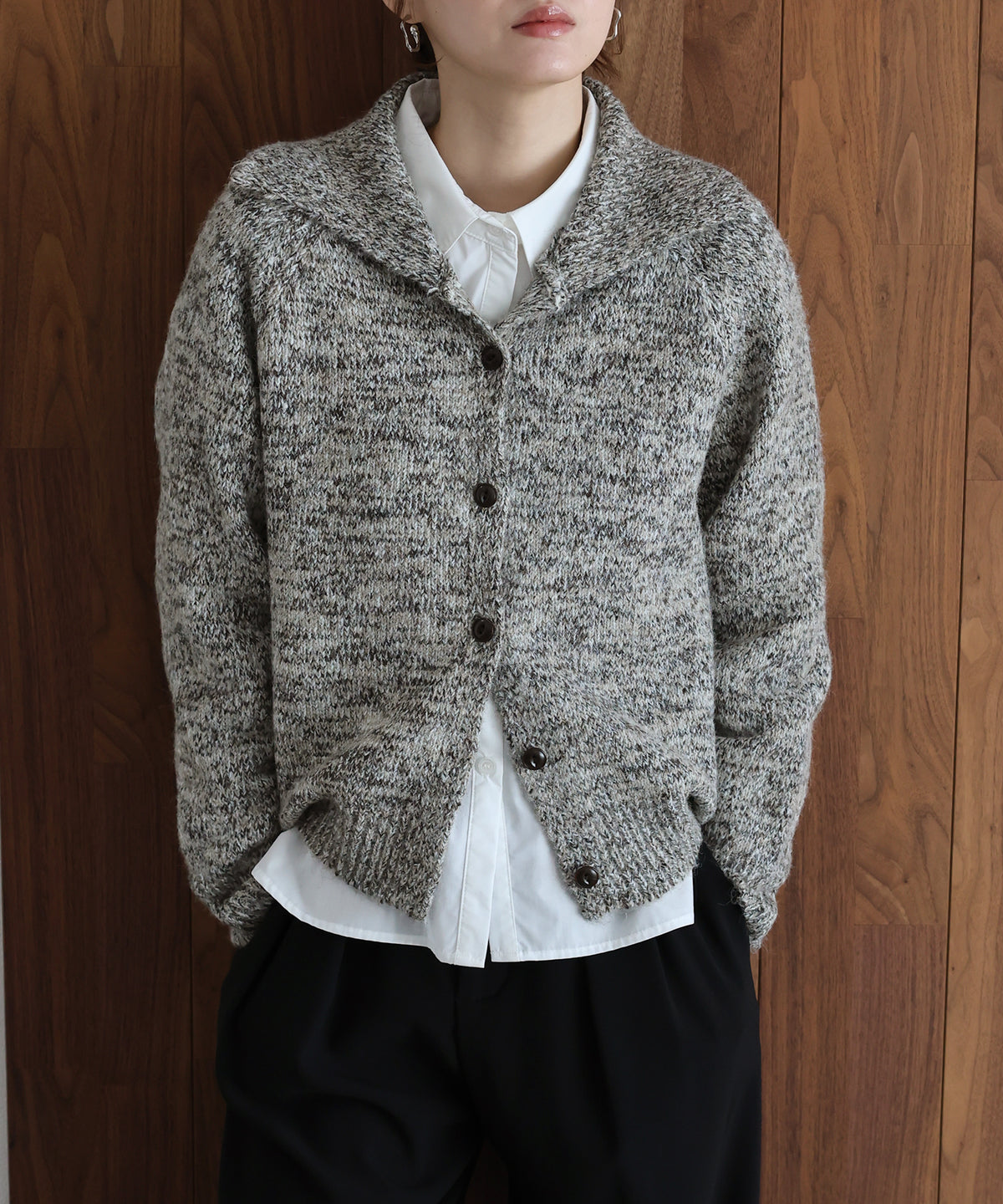 【早割5％OFF】メランジハイネックカーディガン