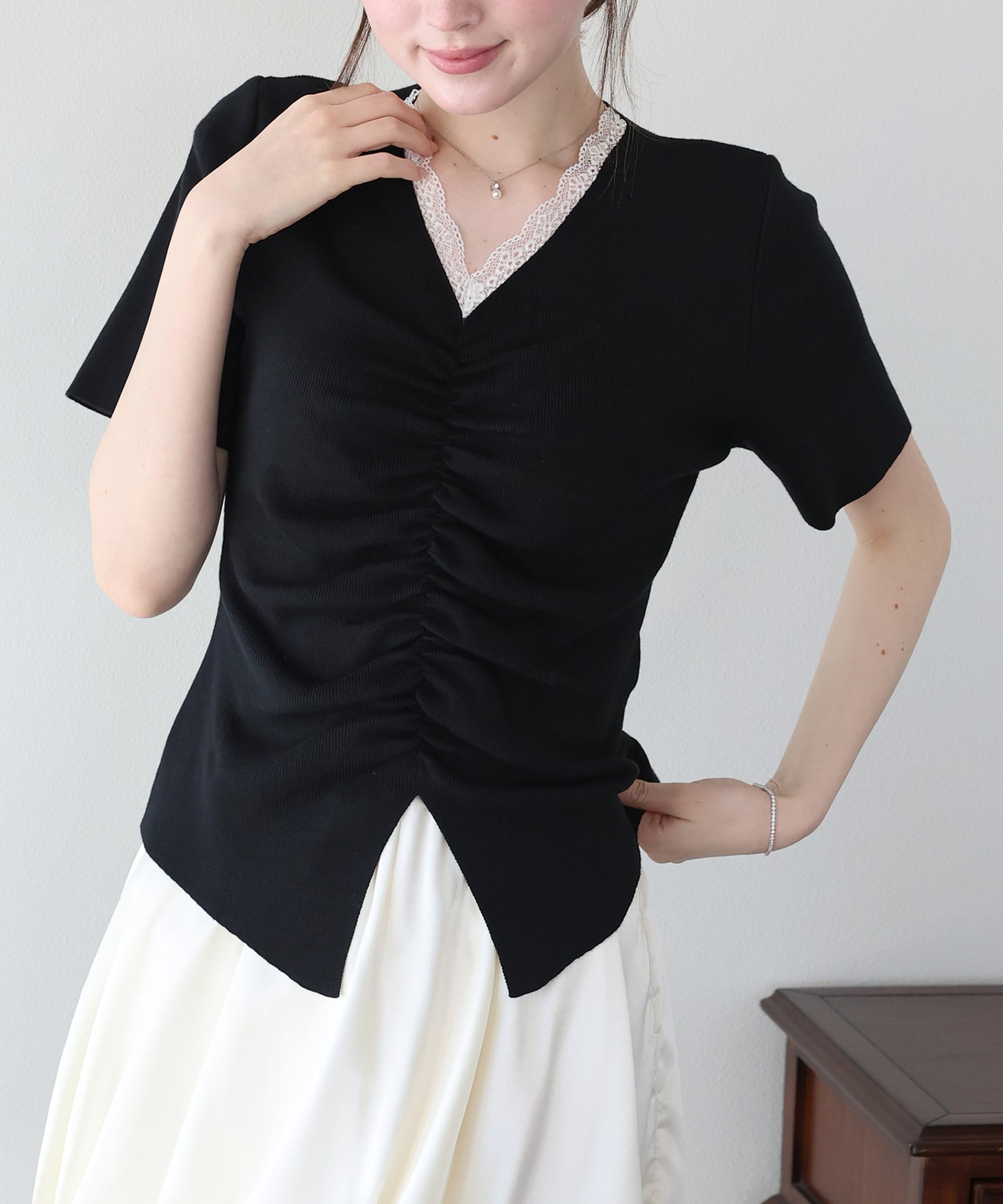 フロントシャーリングニット【メール便】